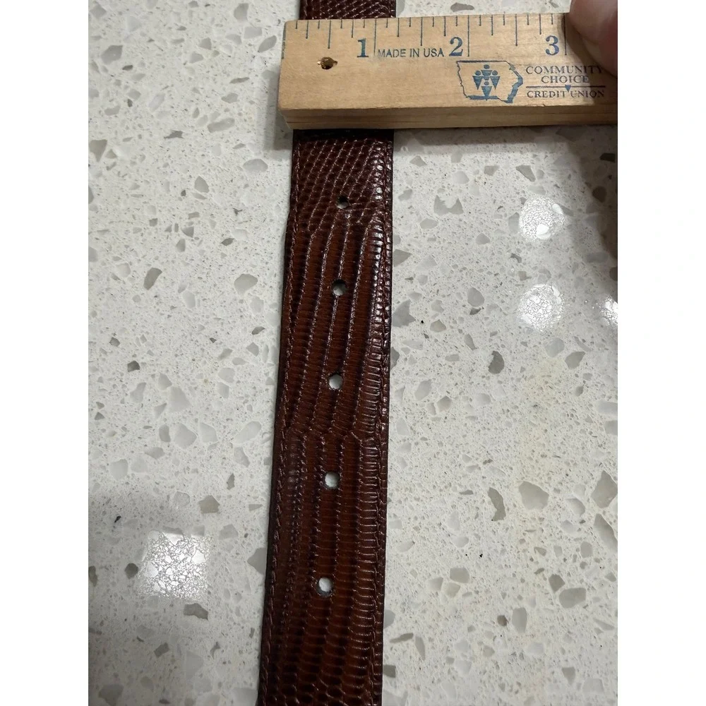 Jos. A. Bank Belt Brown EUC Lizard Embossed Brass Buckle Sz 40